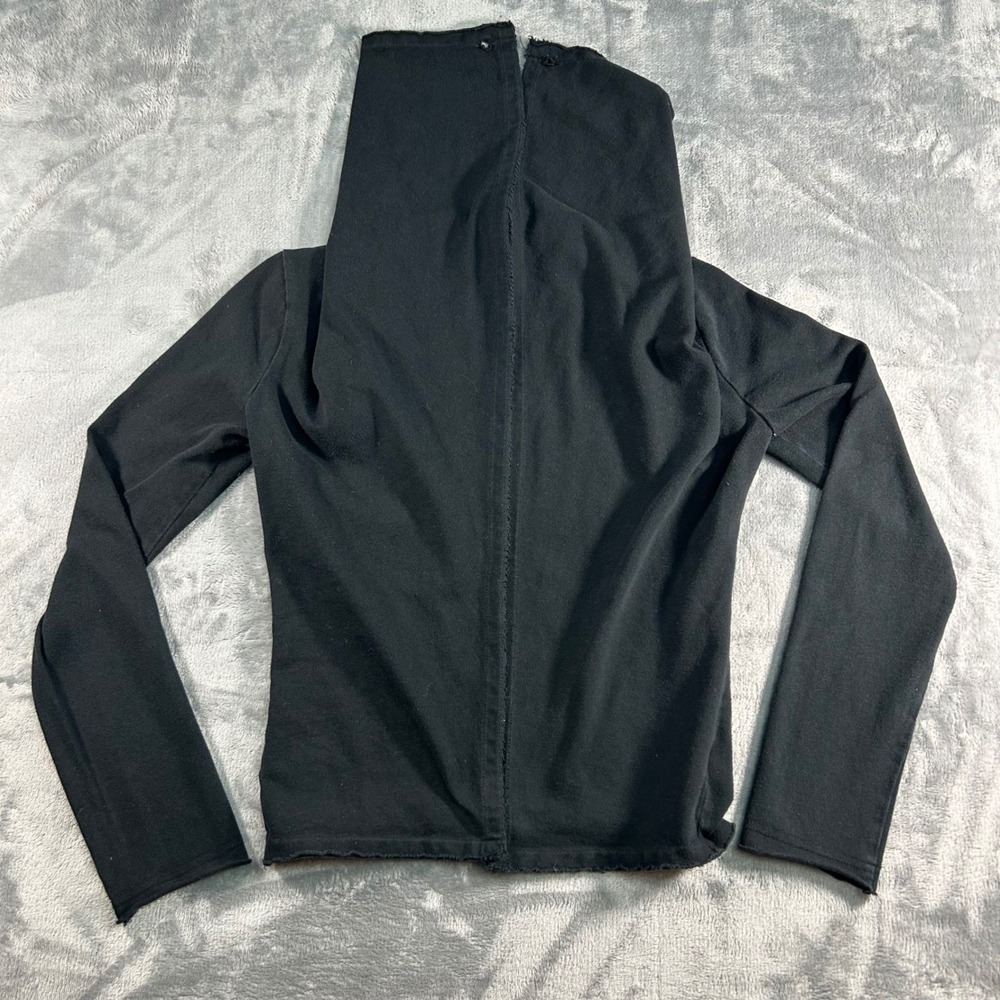 Converse One Star Black Long Sleeve Wrap Top Tunic‎ XS Raw Hem